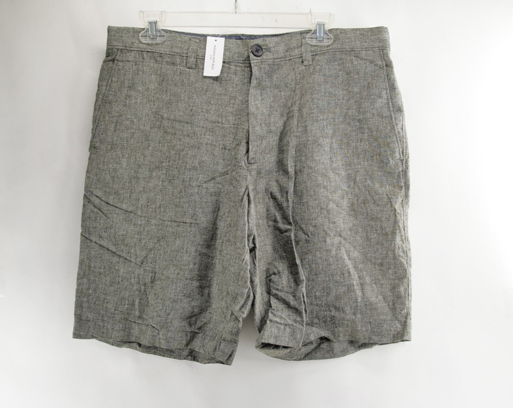 Banana Republic NWT Men's 10" Aiden Slim Fit Linen Blend Shorts Size 34 Gray